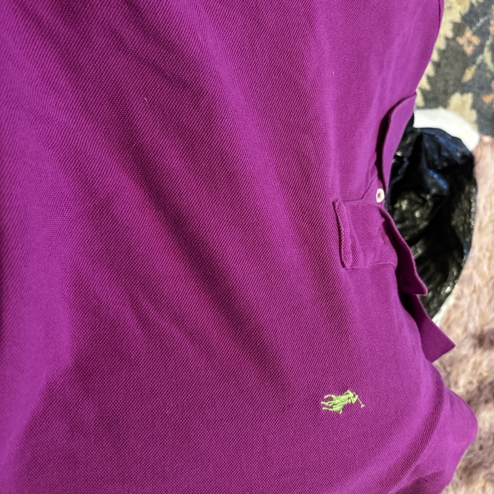 Purple Polo Shirt with Green Logo